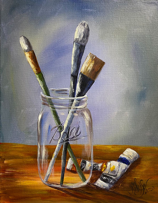 Paint Brushes in a Jar – Painting Tutorial – Art by Karen Wolfe