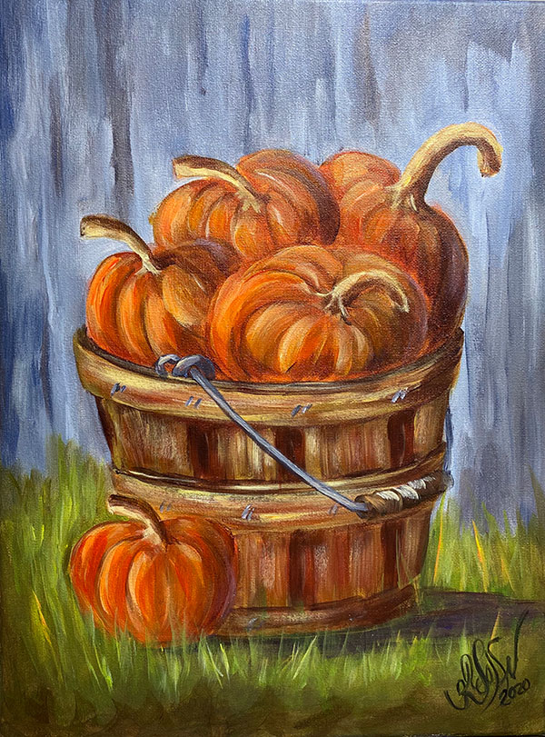 Pumpkin Basket Art by Karen Wolfe