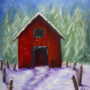 Winter Red Barn - Painting Tutorial
