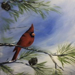 Cardinal in the Pines - Painting Tutorial