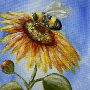 Sunflower and a Bumblebee - Painting Tutorial