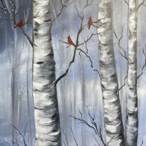 Winter Trees and Red Birds - Painting Tutorial