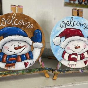 Welcome Snowman Round Door Hanger - Painting Tutorial