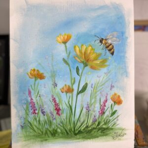 Flowers and Honeybees - Painting Tutorial