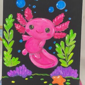 Neon GLOW Axolotl - Kids Painting Party | Friday | 4-24-2026 | 6:30 pm - 8:00 pm